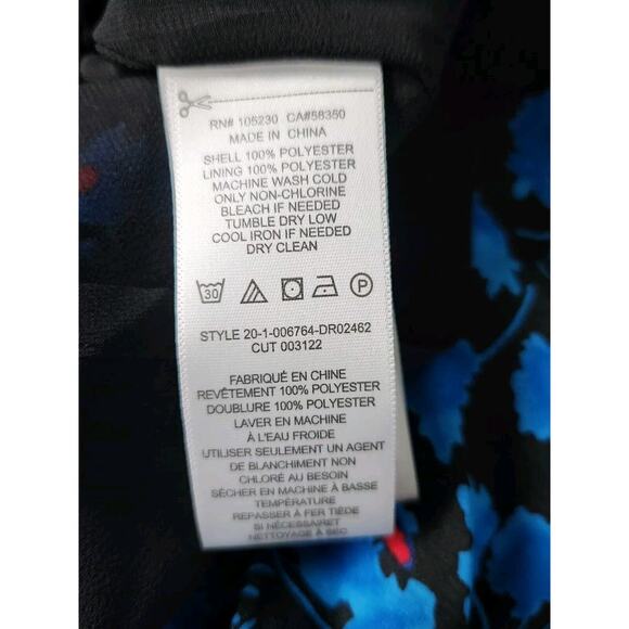 Equipment Femme Womens Blue Black Floral V-Neck Empire Waist Shift Dress NWT L - Picture 13 of 13